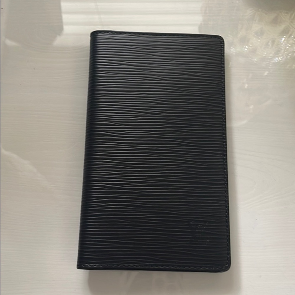 Louis Vuitton black Epi leather checkbook cover